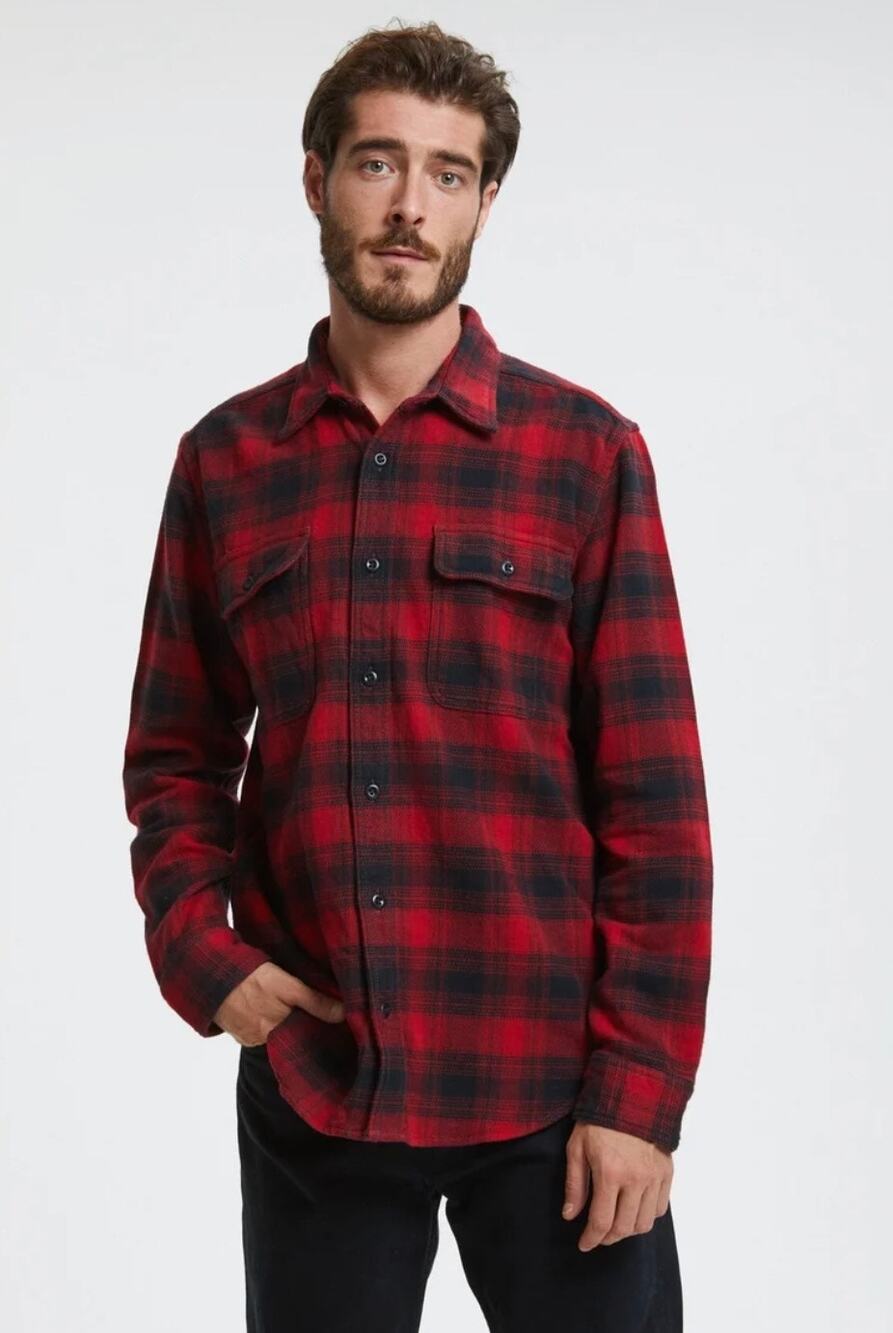 Filson Vintage Flannel Work Shirt Structured Button Down Cotton Medium